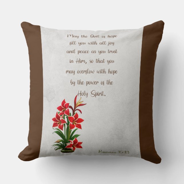 Almofada Romanos15:13 Que Deus o encha com Travesseiro deco (Frente)