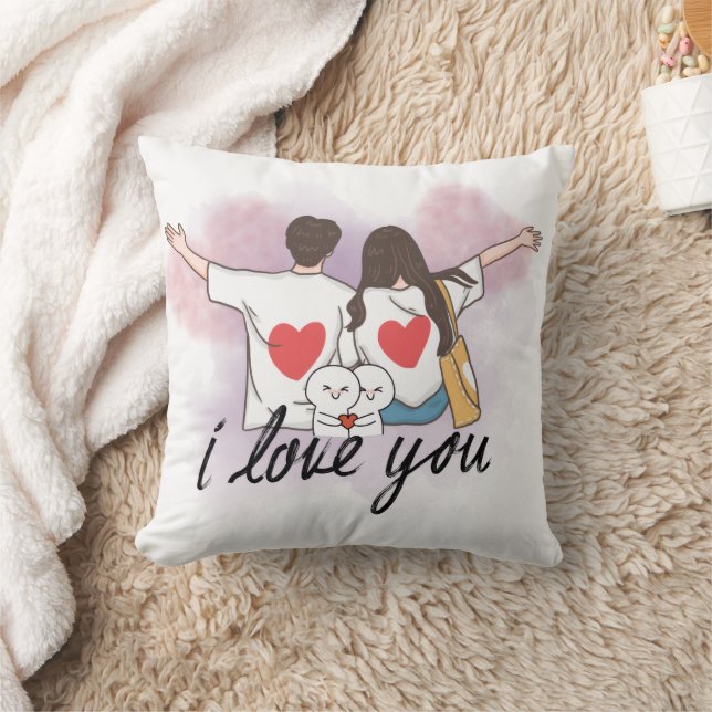 Almofada Romantic “I Love You” Couple Throw Pillow (Cobertor)