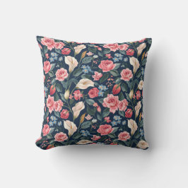 Almofada Romantic Navy Blue Floral Garden Pattern