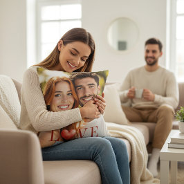 Almofada Romantic Photo Love Heart Valentine Couple Throw 