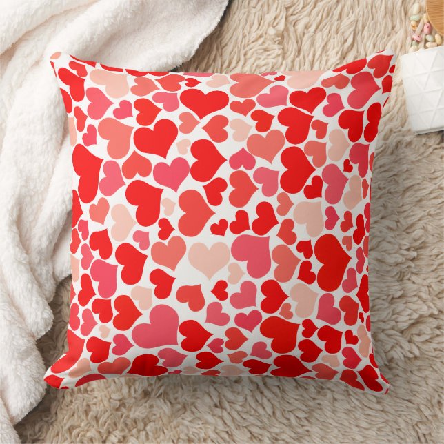 Almofada Romantic Pink and Red Heart Pattern Valentine (Cobertor)