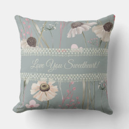 Almofada Romântica 🌸 Flores Selvagens Chamomile Lace