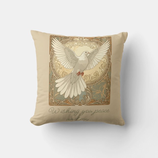 Almofada Romantically Nostalgic Peace Dove Greeting Card (Frente)