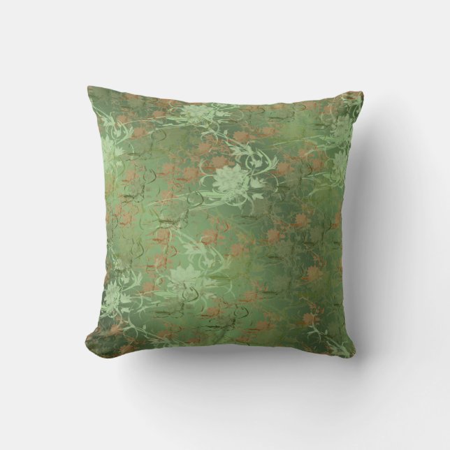 Almofada Romântico, dourado, azul-turquesa,, Aquarela, Chiq (Frente)