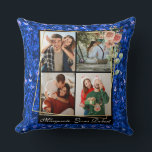 Almofada Romântico Moderno 4 Fotos Brilho Azul do Dia dos N<br><div class="desc">Cobertor de Fleece Cor-de-Rosa com Foto e Nome Personalizado Feminino</div>