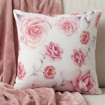 Romântico Rosa Pastel Floral Aquarela