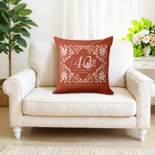 Almofada Romântico Shabby Chic Vermelho Ferrugem 40º Aniver