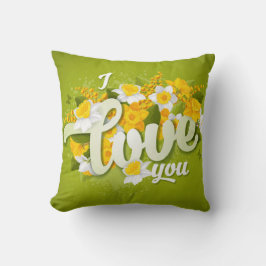 Almofada Românticos Amarelos Verdes & Narcisos Florais Bran