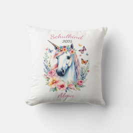 Almofada Romantisches Einhorn mit Blumen - Schulkind 2025 |