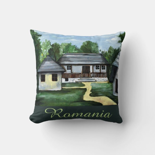 Almofada Romênia - l Transylvanian Rustic House Text (Frente)