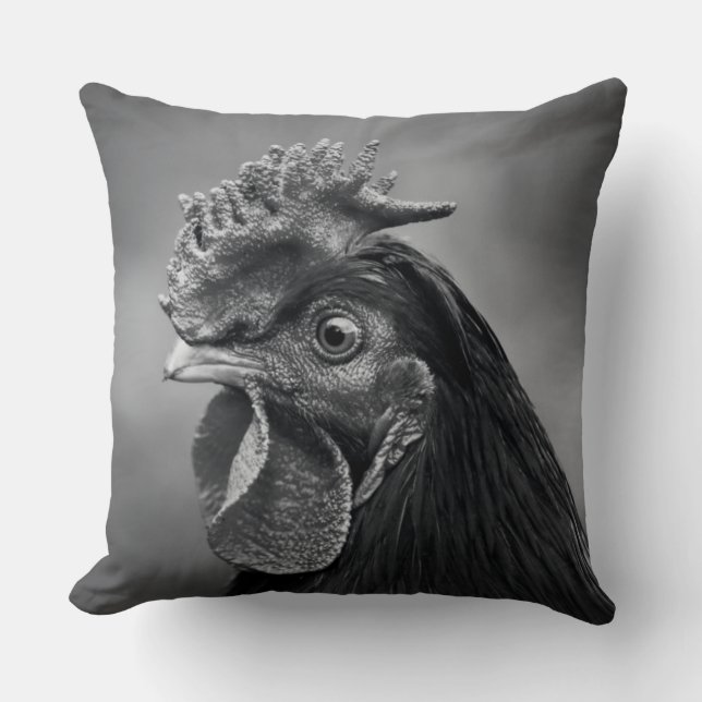Almofada Rooster Preto e Branco (Frente)