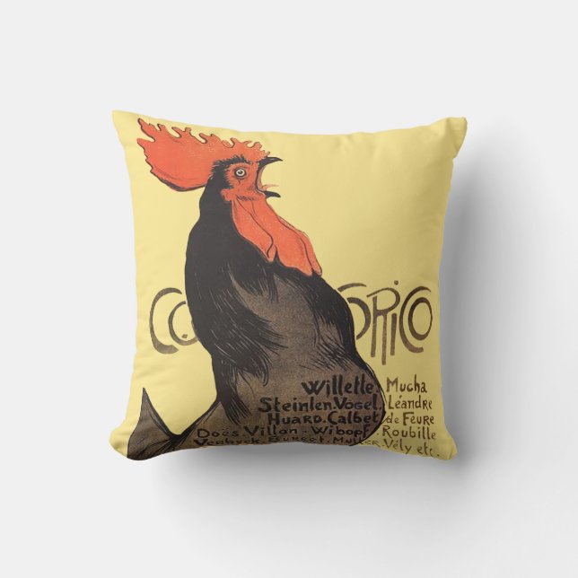 Almofada Rooster Steinlen Cocorico Arte Francesa (Frente)