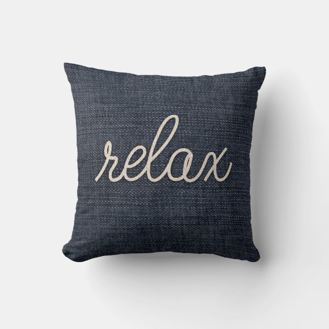 Almofada Rope Relax Text on Blue Denim (Frente)