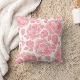 Almofada Rosa Aquarela Rosa - Floral Romântica