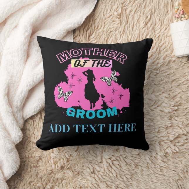 Almofada Rosa Azul e Preto Mãe do Noivo (Cobertor)