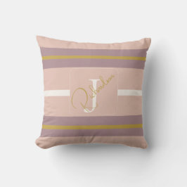 Almofada Rosa Bege Personalizado com Listra Dourada Chic Mo