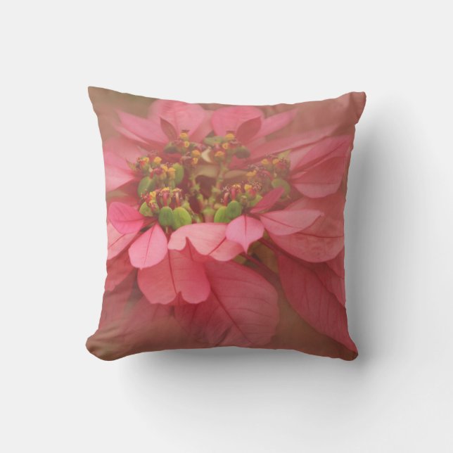 Almofada Rosa Blush Poinsettias Arte Digital (Frente)