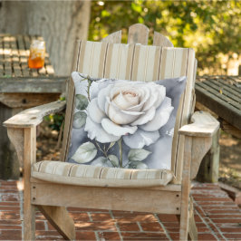 Almofada Rosa Branca e Rosebud, Folhas de Prata