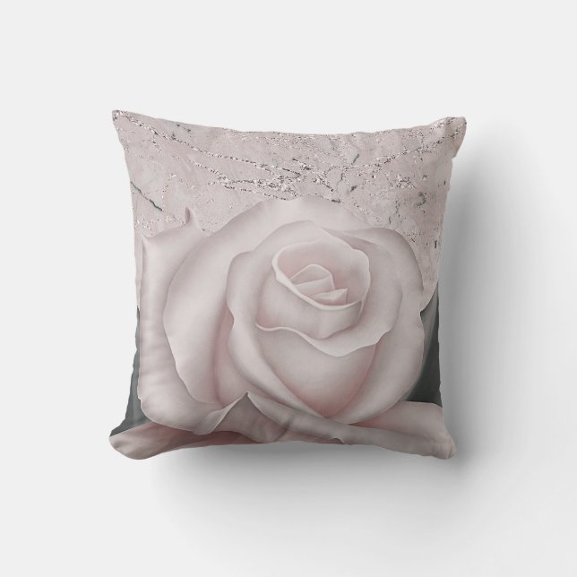 Almofada Rosa Branca Rosada Glam Moderno Mármore Shabby Chi (Frente)