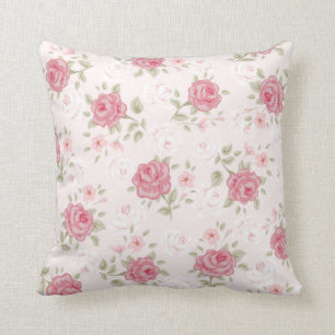 Almofada Rosa, chique, vintage, floral, victorian, branco,