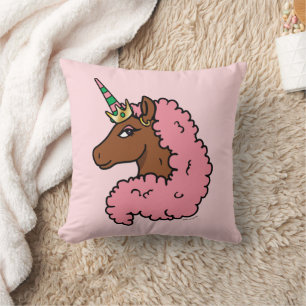 Almofada Rosa claro Afro Unicorn