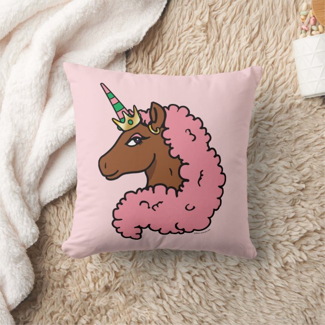 Almofada Rosa claro Afro Unicorn (Cobertor)