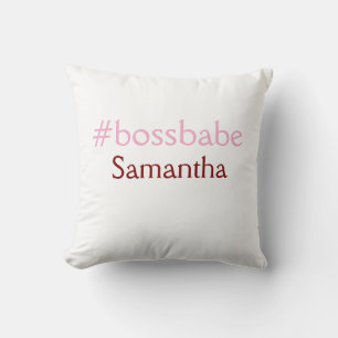 Almofada Rosa claro de hashtag Bossbabe adiciona nome e che
