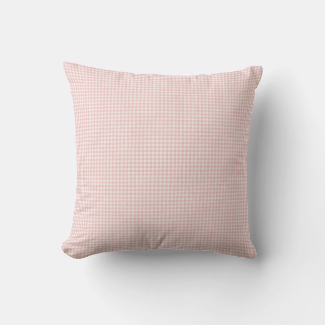 Almofada Rosa claro e Xadrez de Gingham Branco, Cozy (Frente)