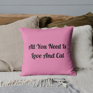 Almofada Rosa Claro Personalizado de Amor e Gato Fofo