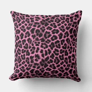 Almofada Rosa com padrão-leopardo preto