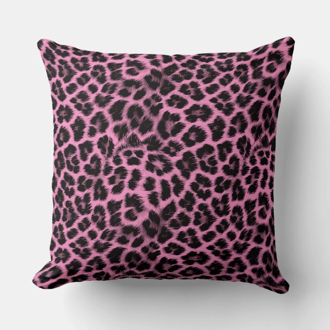 Almofada Rosa com padrão-leopardo preto (Frente)