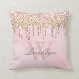 Almofada Rosa Cor-de-rosa-rosa-rosa Dourada Glitter Drives