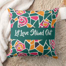 Almofada Rosa de Amor com Contorno Ousado - Deixe o amor se