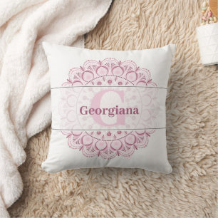 Almofada Rosa de Confetti Personalizado Dot de Lace Mandala
