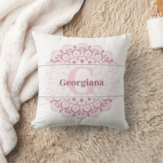 Almofada Rosa de Confetti Personalizado Dot de Lace Mandala