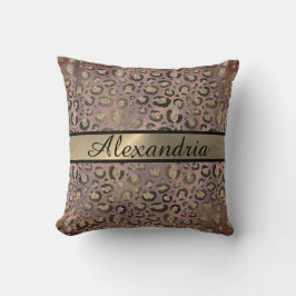 Almofada Rosa de de brilho personalizado pelo leopardo Dou