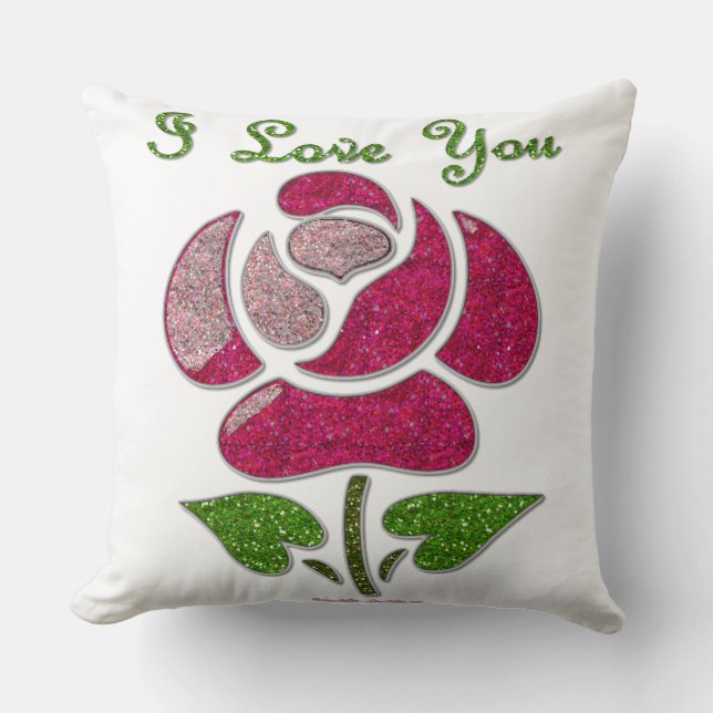 Almofada Rosa De Estêncil Rosa Eu Te Amo (Frente)