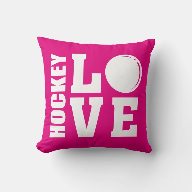 Almofada Rosa de Hockey Love (Frente)