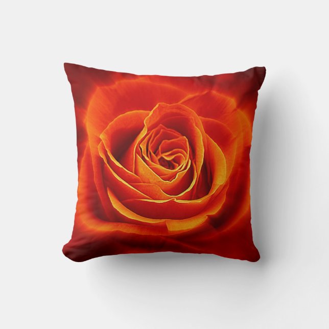 Almofada Rosa de Laranja Vermelho brilhante (Frente)