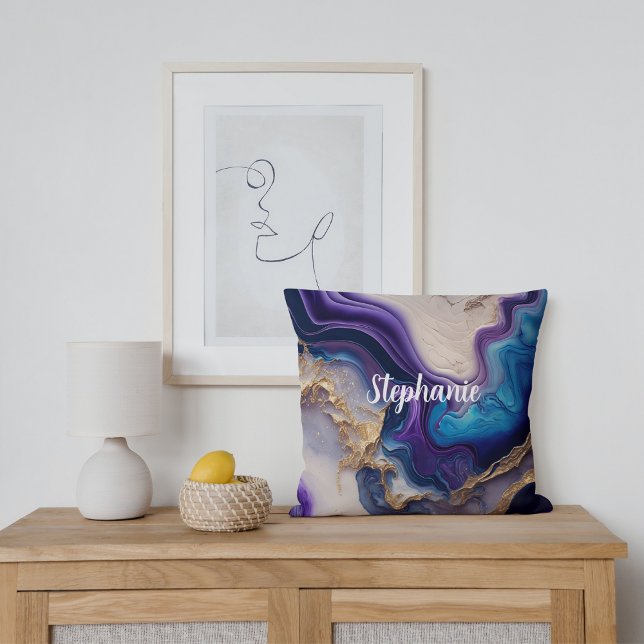 Almofada Rosa de mármore roxo personalizado (Criador carregado)