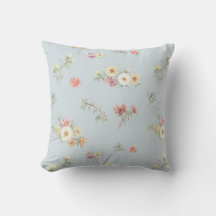 Rosa de Musgo Azul Cinza Suave Floral Aquarela