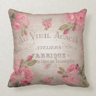 Almofada Rosa de rosas shabbychic francês do vintage flora