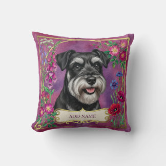 Almofada Rosa de Schnauzer Preto e Prata Personali