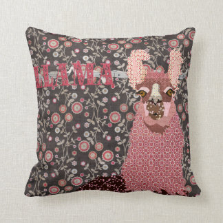 Almofada Rosa do lama & vintage Mojo floral Pillo de Brown
