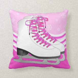 Almofada Rosa do patinagem no gelo com os flocos de neve