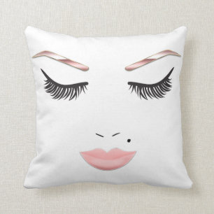 Almofada Rosa Dourada Makeup Face sobrancelhas Lábios Glam 