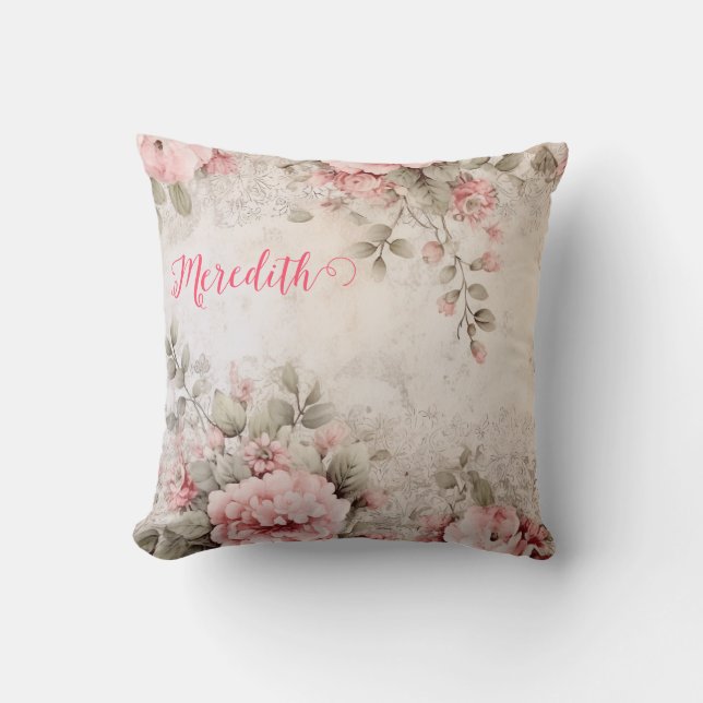 Almofada rosa dourado, folha cor-de-rosa, embalagem de nata (Frente)