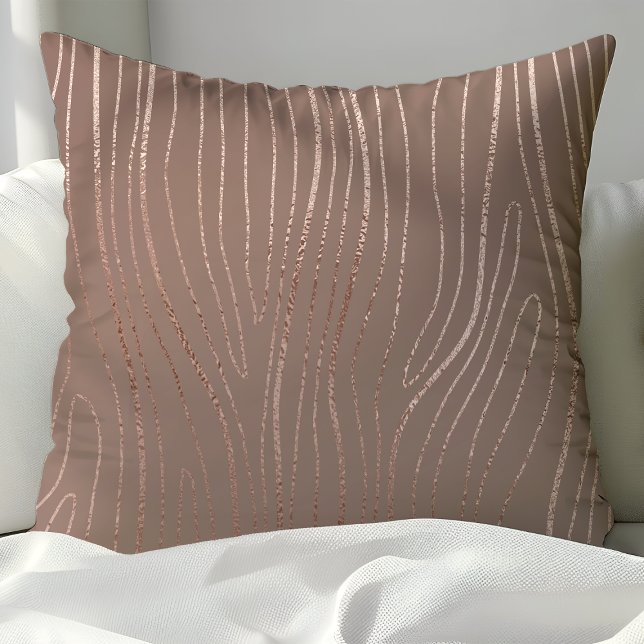 Almofada Rosa Dourado Grão de Madeira Abstrato Luxo Glam (Criador carregado)