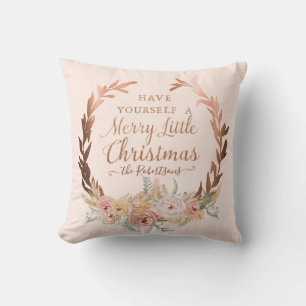 Almofada Rosa Dourado Lâmina Lente Floral Fraqueia Natal