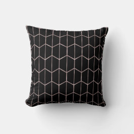 Almofada Rosa Dourado & Preto Chic Hexágono Geométrico Glam